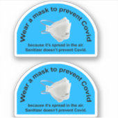 Twee maskers in plaats van ontsmettingsmiddel viny sticker (Voorkant)