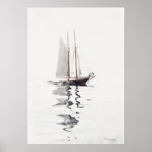 Twee-mastige schoener met dory (1894) poster