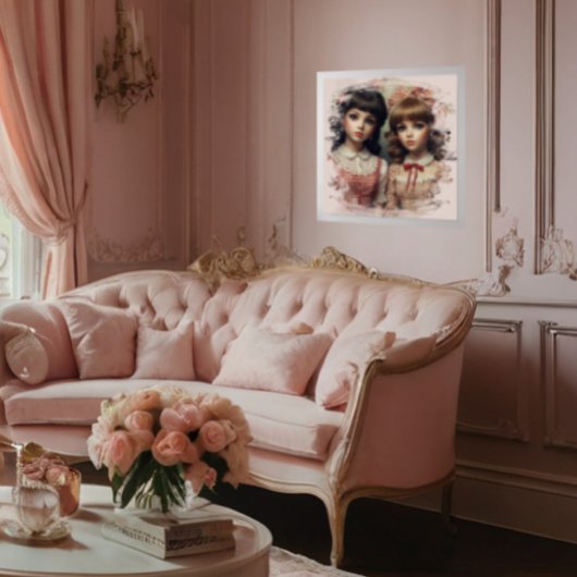 Twee Meisjes Doll Core Antiek Poster