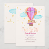 Twee meisjes in de luchtballon kaart (Voorkant / Achterkant)