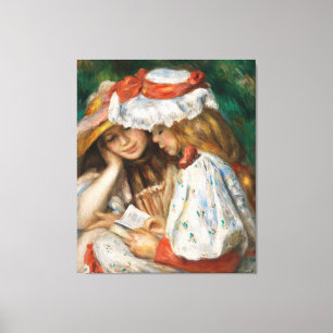 Twee Meisjes Lezen door Pierre-Auguste Canvas Afdruk