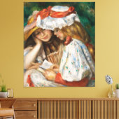 Twee Meisjes Lezen door Pierre-Auguste Canvas Afdruk (Insitu (Woonkamer))