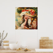 Twee meisjes lezen in een tuinrenoir Fine Art Poster (Keuken)