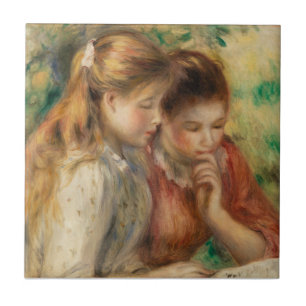Twee meisjes lezen - Renoir Impressionist Painting Tegeltje