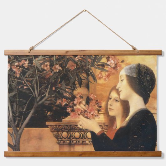 Twee meisjes met een oleander van Gustav Klimt Hangend Wandkleed (Voorkant)