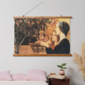 Twee meisjes met een oleander van Gustav Klimt Hangend Wandkleed (Slaapkamer)