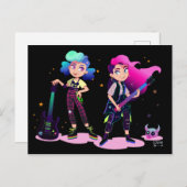 Twee meisjes spelen gitaren briefkaart (Voorkant / Achterkant)