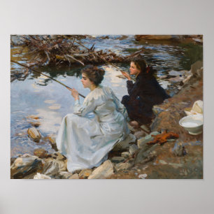 Twee meisjes vissen, Sargent 1918 Poster
