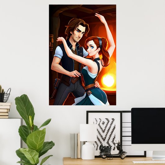 Twee mensen dansen | AI Art Poster (Thuiskantoor)