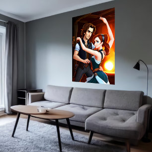 Twee mensen dansen AI Art Poster