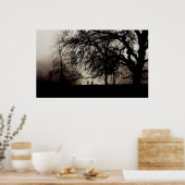 Twee mensen ontmoeten elkaar in een foggy park poster (Keuken)