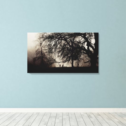 Twee mensen ontmoeten elkaar in een slecht hout canvas afdruk (Insitu (Houten vloer))