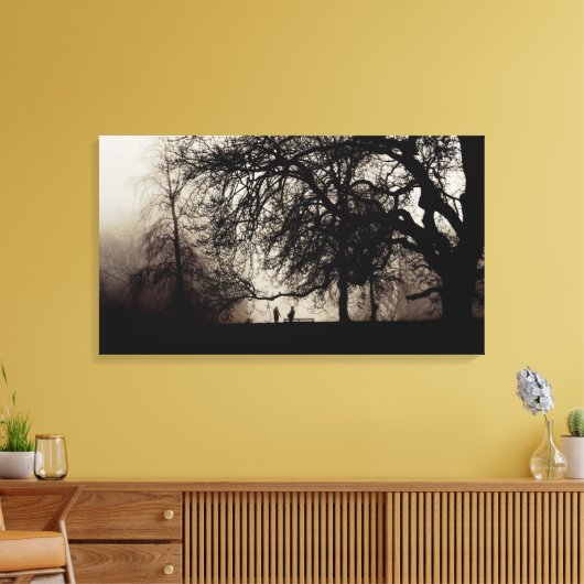 Twee mensen ontmoeten elkaar in een slecht hout canvas afdruk (Insitu (Woonkamer))