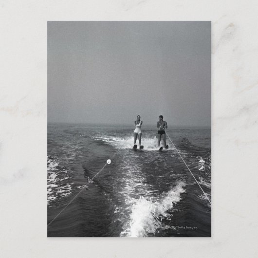 Twee mensen waterskiën briefkaart (Voorkant)
