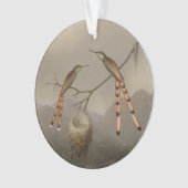 Twee mensvogels met hun jongen ornament (voorkant)
