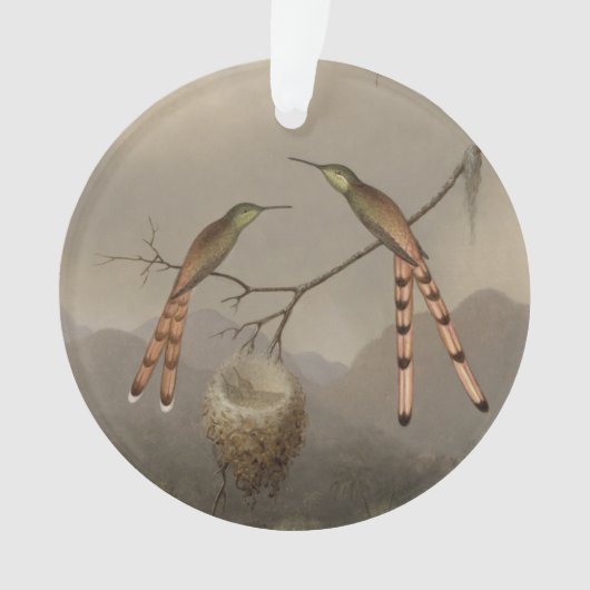 Twee mensvogels met hun jongen ornament (voorkant)