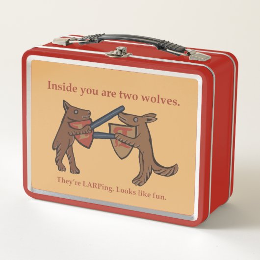 Twee Middeleeuwse Wolven Metalen Lunchbox (Voorkant)