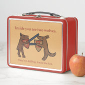 Twee Middeleeuwse Wolven Metalen Lunchbox (In situ)