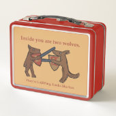 Twee Middeleeuwse Wolven Metalen Lunchbox (Achterkant)