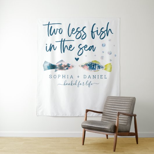 Twee minder vis in de Zee bruiloft achtergrond ban Wandkleed (In situ)