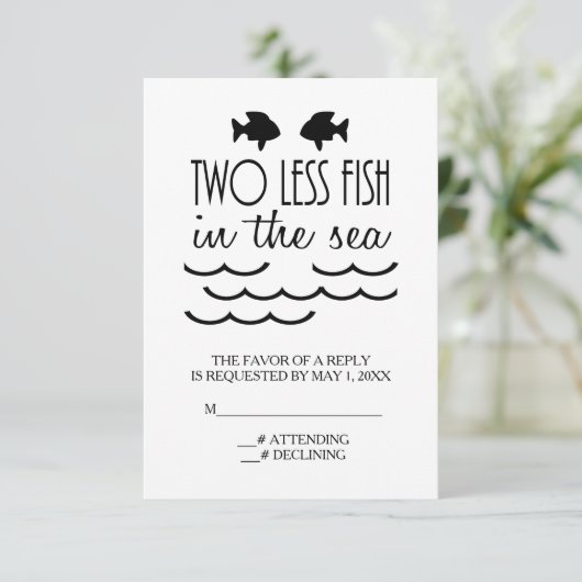 Twee Minder Vis in het Zee Bruiloft RSVP (Staand voorkant)