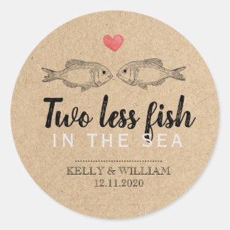 Twee Minder Vis in het Zee Favor Stickers