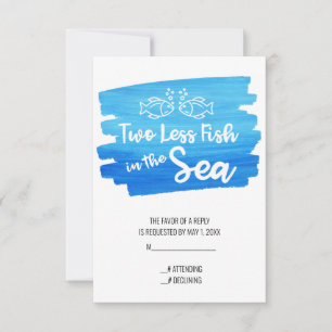 Twee minder vissen in de Zee Waterverf bruiloft RSVP Kaartje