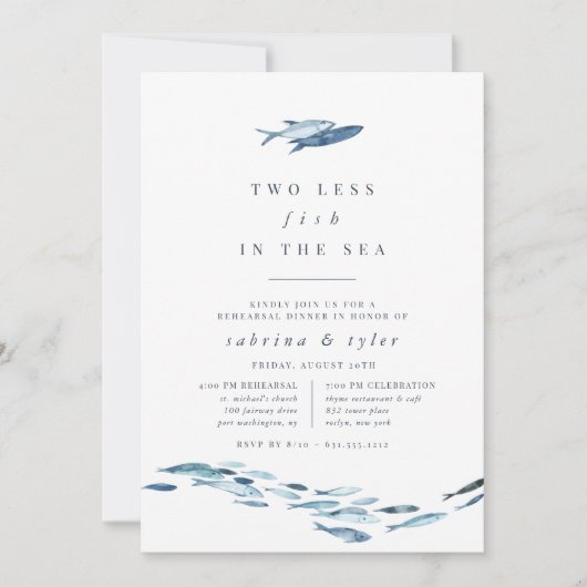 Twee minder vissen in het Zee repetitief diner Kaart (Voorkant)