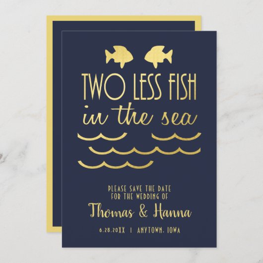 Twee minder vissen in het Zee sparen de Datum Save The Date (Voorkant / Achterkant)