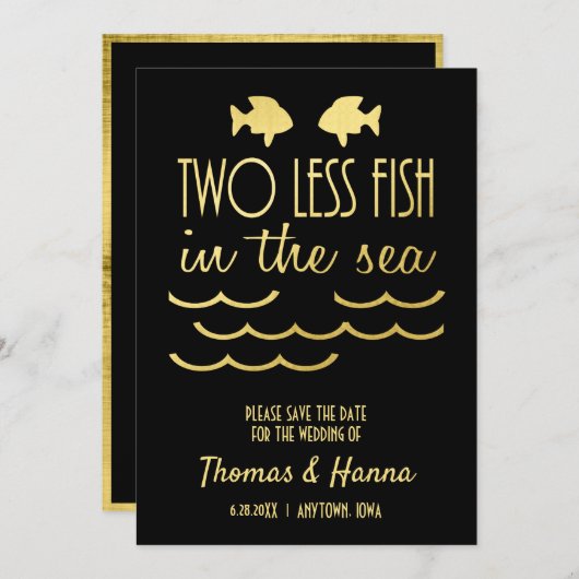 Twee minder vissen in het Zee sparen de Datum Save The Date (Voorkant / Achterkant)