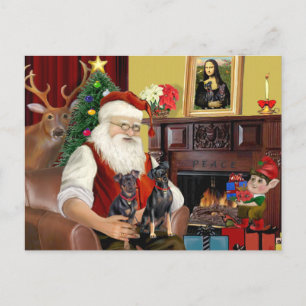 Twee Minipinschers van Sinterklaas. Feestdagenkaart