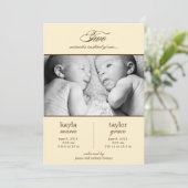 Twee Miracles Twins Birth Announding - Cream Aankondiging (Staand voorkant)