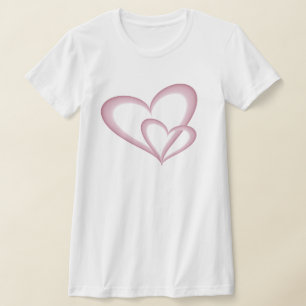 Twee moderne roze harten Abstracte kunst T-shirt