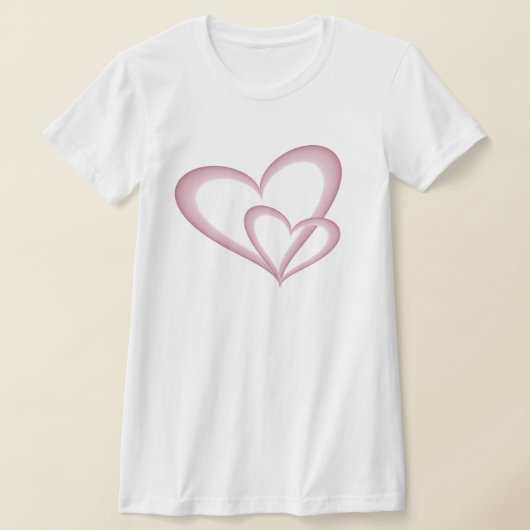 Twee moderne roze harten Abstracte kunst T-shirt (Laagn)