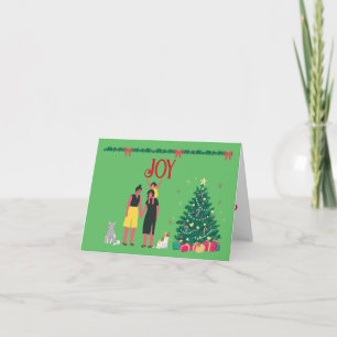 TWEE MOEDERS MET DOCHTER KERSTMIS KAART