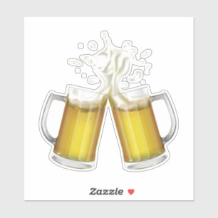Twee mokken met een licht bier. sticker