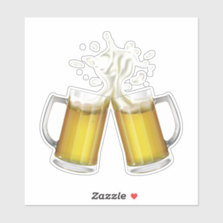 Twee mokken met een licht bier. sticker