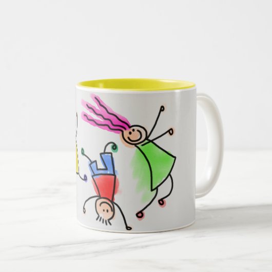 Twee mokken met een tint en een kinder ontwerp van (Voorkant rechts)