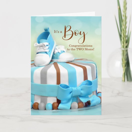 TWEE Moms New Baby Boy Gefeliciteerd Kaart (Voorkant)