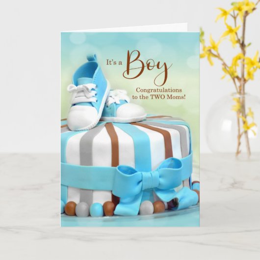 TWEE Moms New Baby Boy Gefeliciteerd Kaart (Gele Bloem)