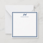 Twee Monogram Casual Naam van het Manuscript Blauw Notitiekaartje (Voorkant)