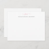 Twee Monogram Meisjes Script Light Blush Pink Grey Notitiekaartje (Voorkant / Achterkant)