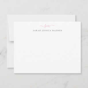 Twee Monogram Meisjes Script Light Blush Pink Grey Notitiekaartje