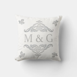 Twee Monogrammen met Scrollwork en Leaves A24 Kussen