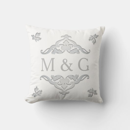 Twee Monogrammen met Scrollwork en Leaves A24 Kussen (Voorkant)