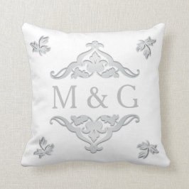 Twee Monogrammen met Scrollwork en Leaves A24 Kussen