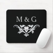 Twee Monogrammen met Scrollwork en Leaves A33 Muismat (Met muis)