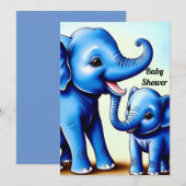 Twee Mooie Blauwe Olifanten Uitnodiging (Voorkant / Achterkant)