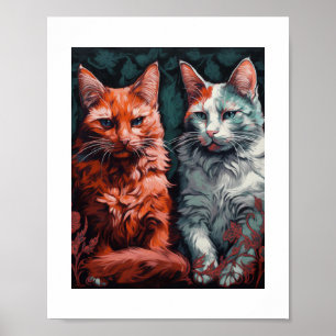 Twee mooie katten poster
