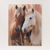 Twee mooie paarden in natuur legpuzzel (Verticaal)
